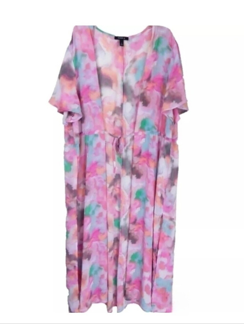 Torrid Pastel Pink, Green and Peach Watercolor Kimono Size 2